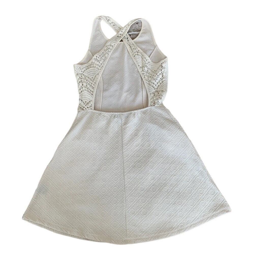 Ocean Drive Open Back Sun Dress Flared Large Ivory Flirty Beachy Coastal